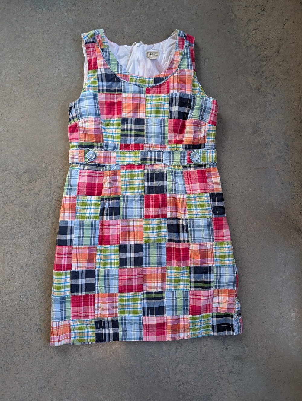 LL Bean Vintage Patchwork Madras Dress Size 16